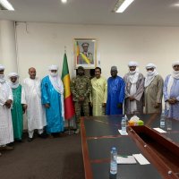 Audience accorder par SEM le Président de la Transition du Mali à Koulouba à la délégation Nigérienne ayant assisté à Kidal à la 1ere réunion du Comité stratégique de paix avec l'Ambassadeur du Niger au Mali